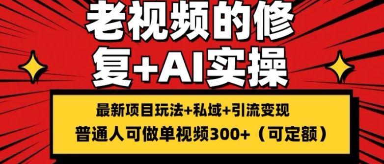 修复老视频的玩法，搬砖+引流的变现(可持久)，单条收益300+【揭秘】-万三聊项目