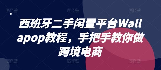 西班牙二手闲置平台Wallapop教程，手把手教你做跨境电商-万三聊项目