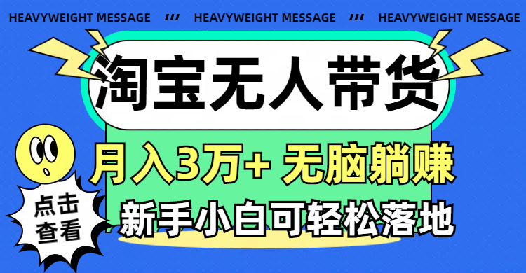 （11574期）淘宝无人带货3.0高收益玩法，月入3万+，无脑躺赚，新手小白可落地实操-万三聊项目