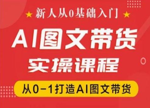 新人从0基础入门，抖音AI图文带货实操课程，从0-1打造AI图文带货-万三聊项目
