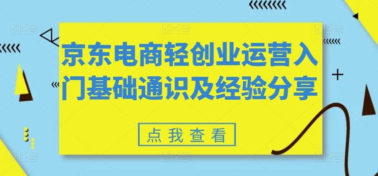 京东电商轻创业运营入门基础通识及经验分享-万三聊项目