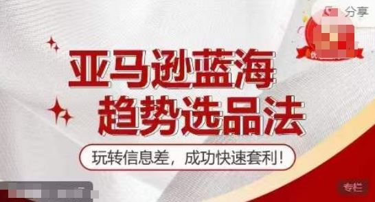 【训练营】亚马逊蓝海趋势选品法，玩转信息差，成功快速套利-万三聊项目