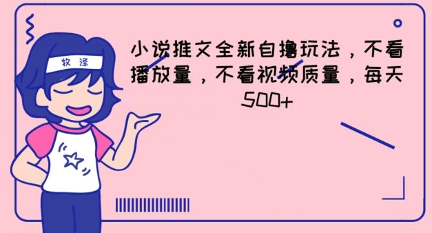 小说推文全新自撸玩法，不看播放量，不看视频质量，每天500+【揭秘】-万三聊项目