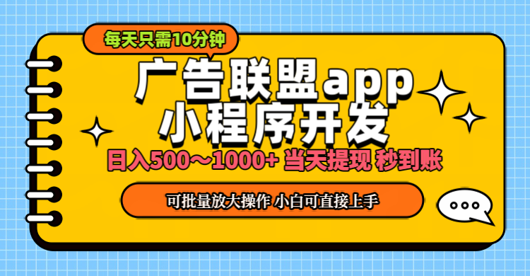 （11645期）小程序开发 广告赚钱 日入500~1000+ 小白轻松上手！-万三聊项目
