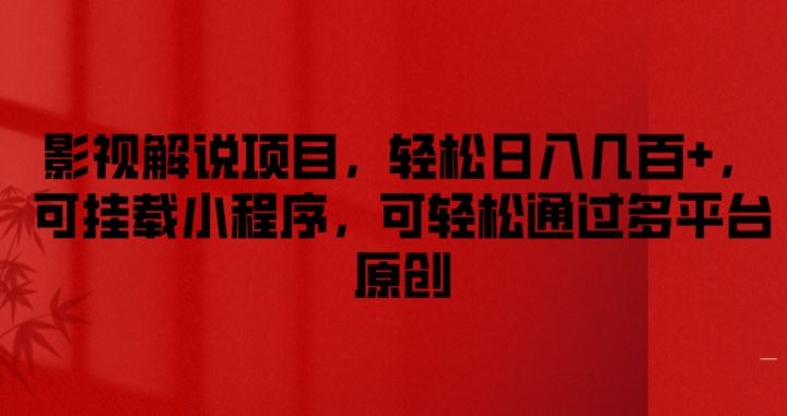 影视解说项目，轻松日入几百+，可挂载小程序，可轻松通过多平台原创【揭秘】-万三聊项目