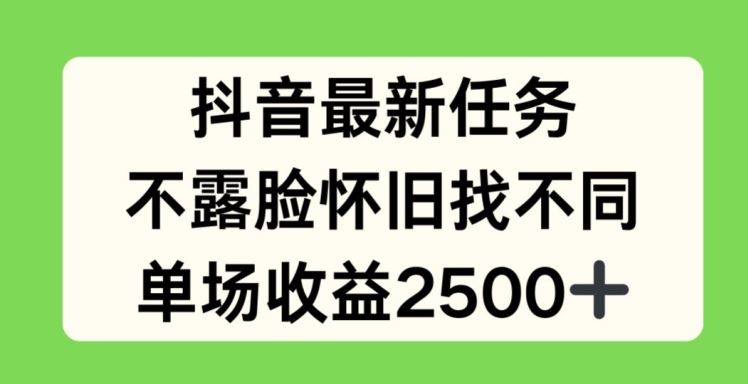 抖音最新任务，不露脸怀旧找不同，单场收益2.5k【揭秘】-万三聊项目