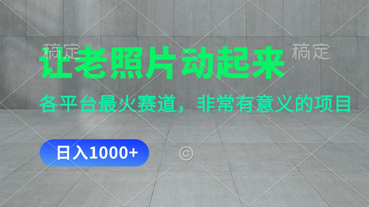（11671期）让老照片动起来，一天变现1000+，各平台最火赛道，看完就会-万三聊项目