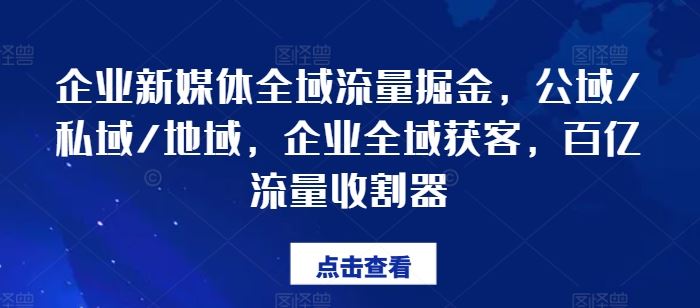 企业新媒体全域流量掘金，公域/私域/地域，企业全域获客，百亿流量收割器-万三聊项目