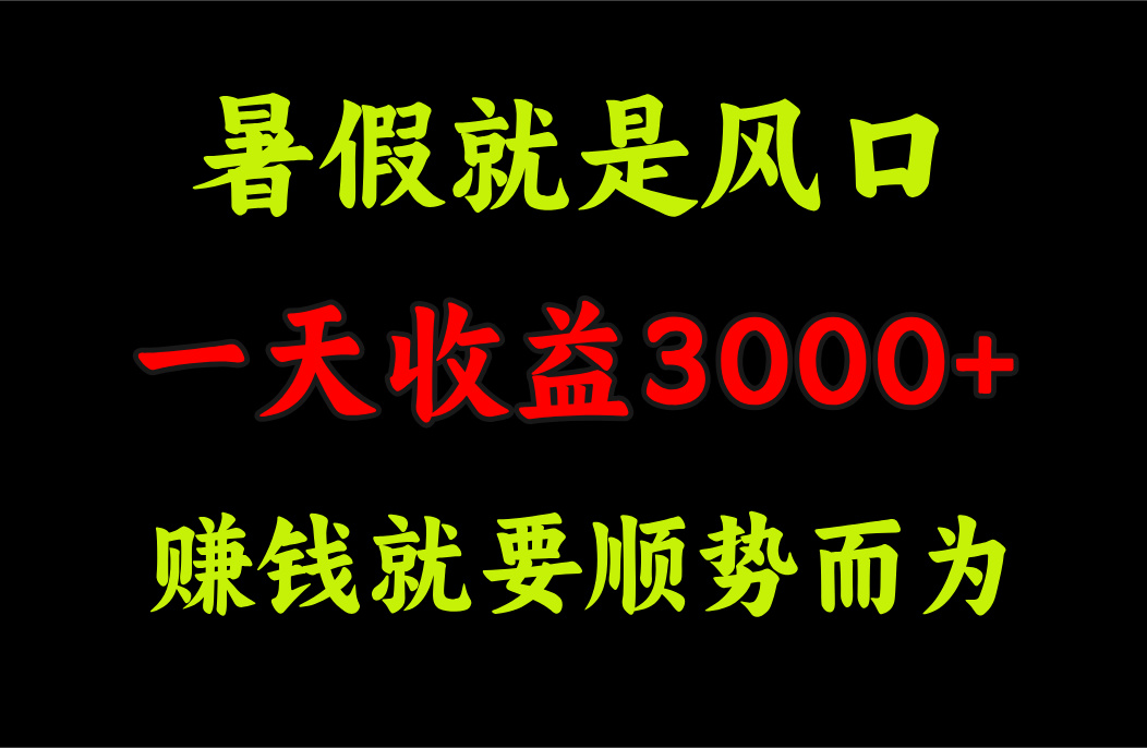（11670期）一天收益3000+ 赚钱就是顺势而为，暑假就是风口-万三聊项目