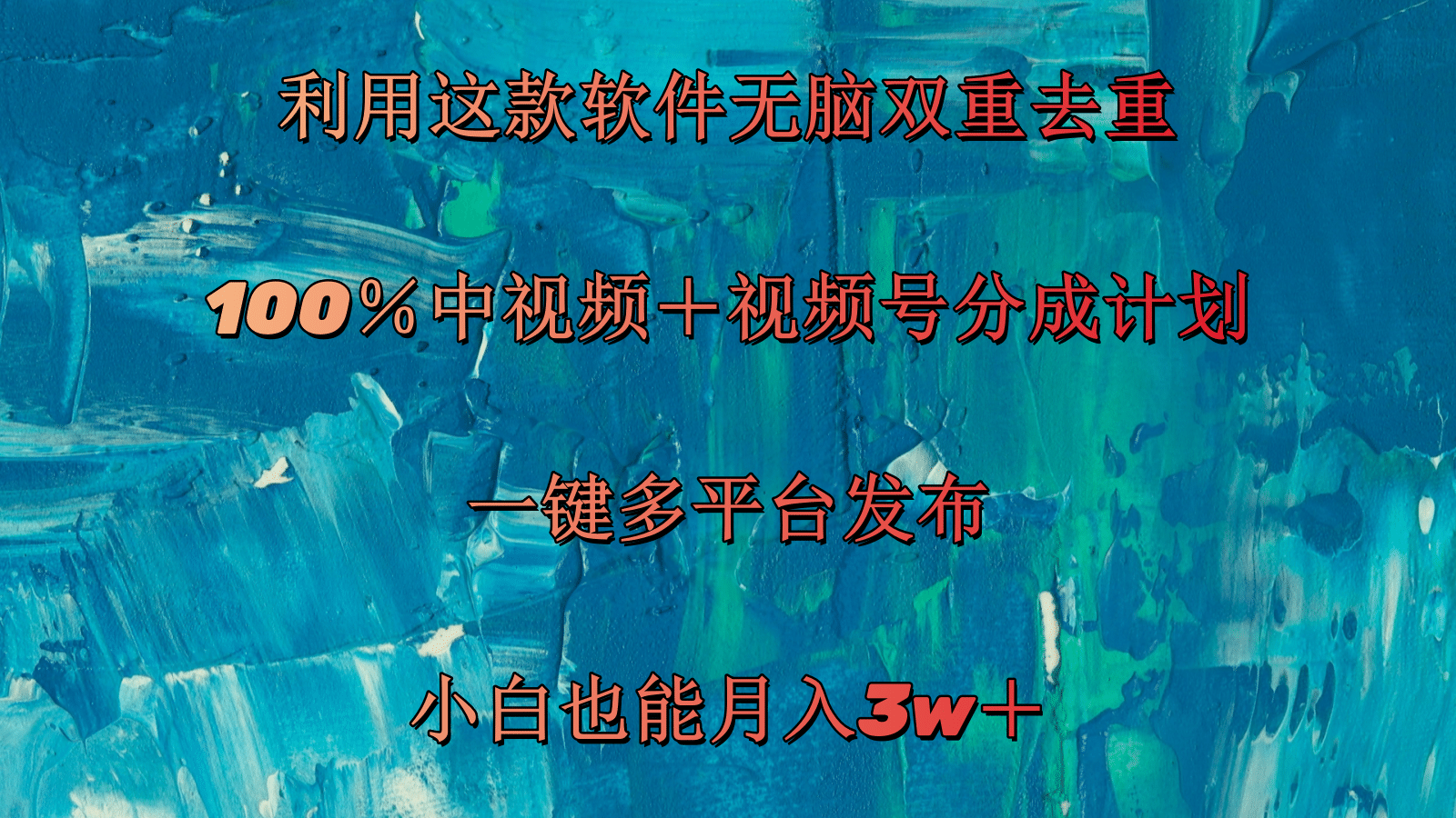 （11710期）利用这款软件无脑双重去重 100％中视频＋视频号分成计划 小白也能月入3w＋-万三聊项目