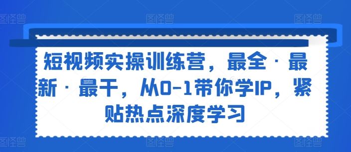 短视频实操训练营，最全·最新·最干，从0-1带你学IP，紧贴热点深度学习-万三聊项目
