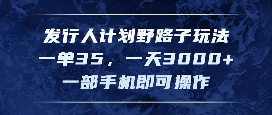 （11750期）发行人计划野路子玩法，一单35，一天3000+，一部手机即可操作-万三聊项目
