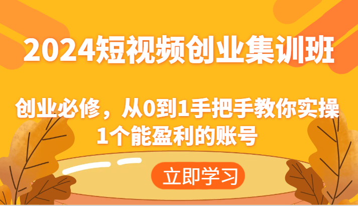 2024短视频创业集训班：创业必修，从0到1手把手教你实操1个能盈利的账号-万三聊项目