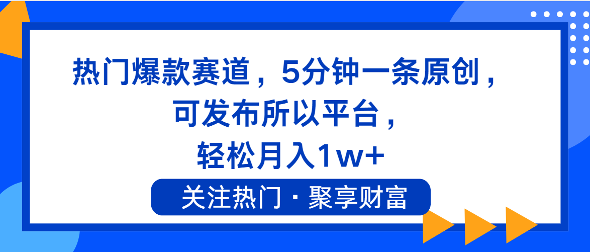 （11810期）热门爆款赛道，5分钟一条原创，可发布所以平台， 轻松月入1w+-万三聊项目