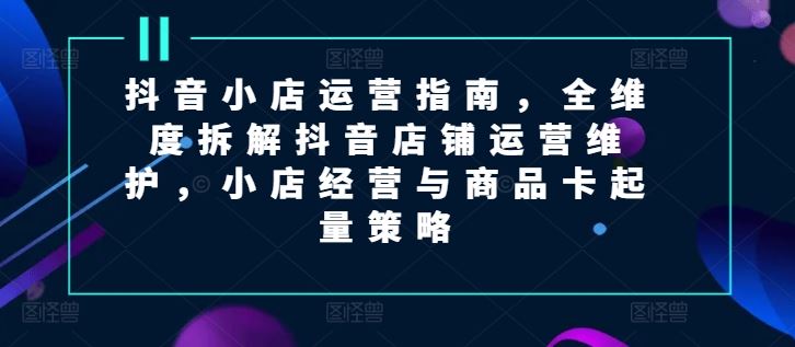 抖音小店运营指南，全维度拆解抖音店铺运营维护，小店经营与商品卡起量策略-万三聊项目