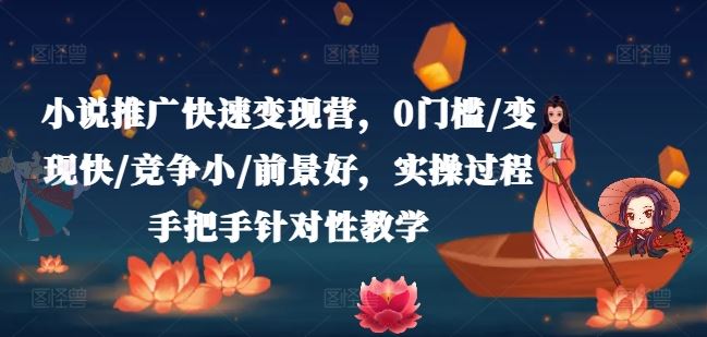 小说推广快速变现营，0门槛/变现快/竞争小/前景好，实操过程手把手针对性教学-万三聊项目