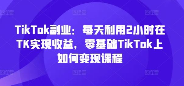 TikTok副业：每天利用2小时在TK实现收益，零基础TikTok上如何变现课程-万三聊项目