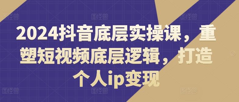 2024抖音底层实操课，​重塑短视频底层逻辑，打造个人ip变现-万三聊项目