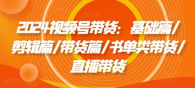 2024视频号带货：基础篇/剪辑篇/带货篇/书单类带货/直播带货-万三聊项目