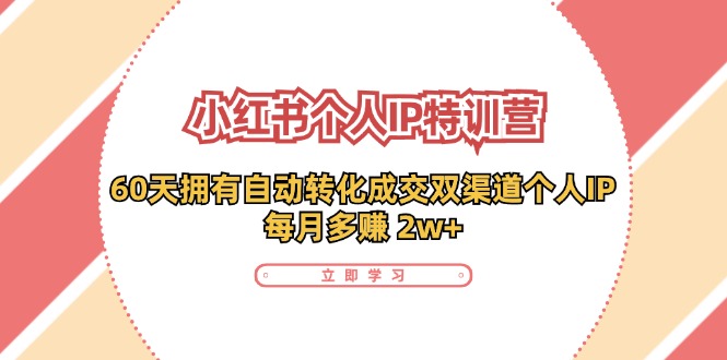 小红书个人IP陪跑营：两个月打造自动转化成交的多渠道个人IP，每月收入2w+（30节）-万三聊项目
