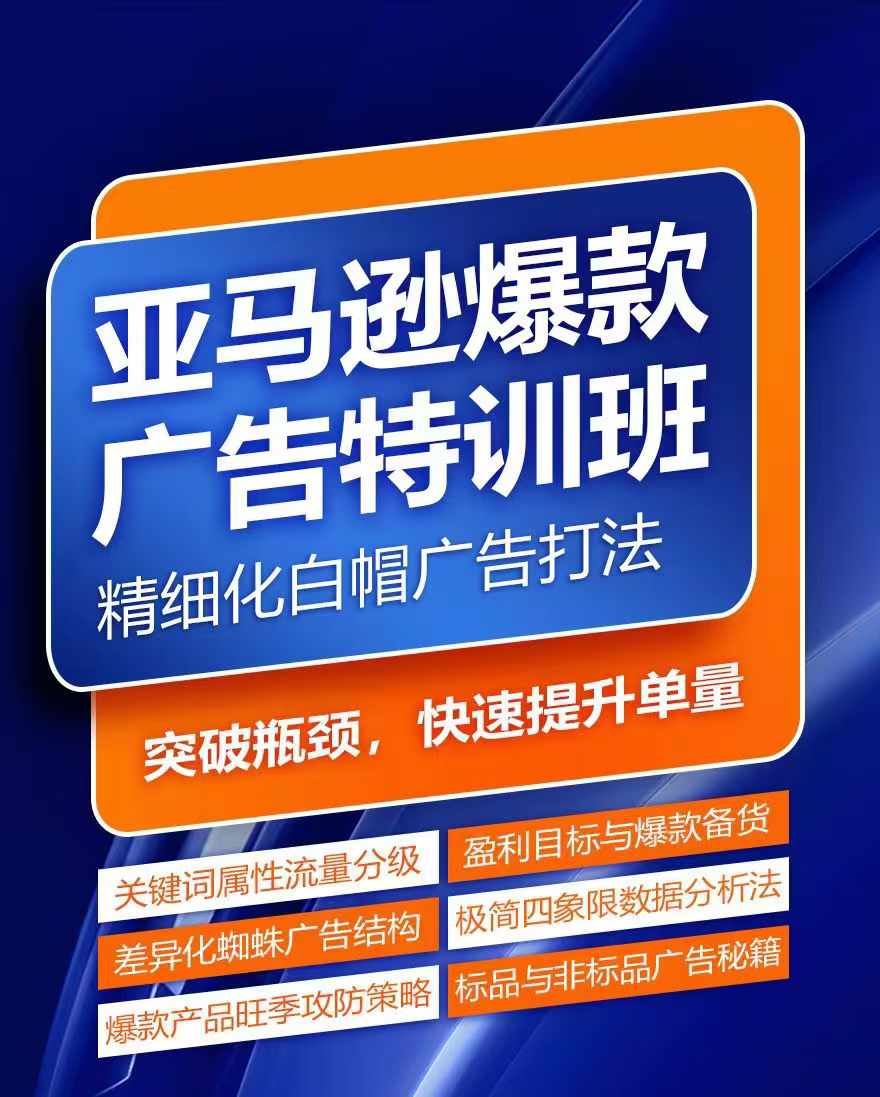 亚马逊爆款广告特训班，快速掌握亚马逊关键词库搭建方法，有效优化广告数据并提升旺季销量-万三聊项目