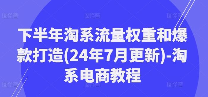 下半年淘系流量权重和爆款打造(24年7月更新)-淘系电商教程-万三聊项目