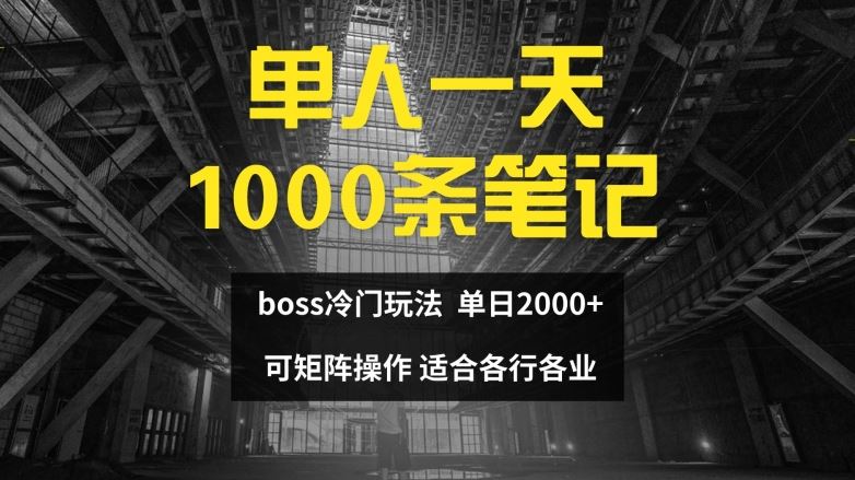 单人一天1000条笔记，日入2000+，BOSS直聘的正确玩法【揭秘】-万三聊项目