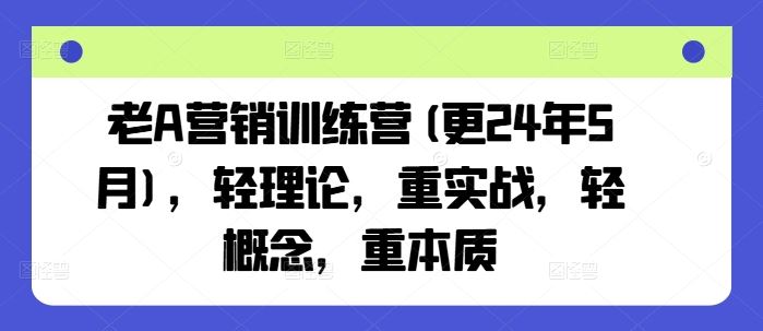老A营销训练营(更24年7月)，轻理论，重实战，轻概念，重本质-万三聊项目