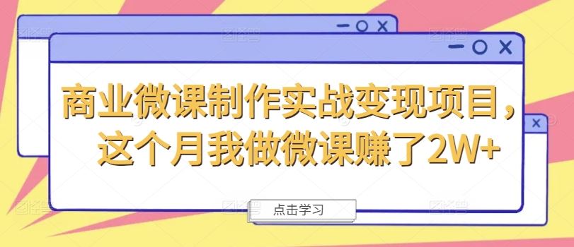商业微课制作实战变现项目，这个月我做微课赚了2W+-万三聊项目