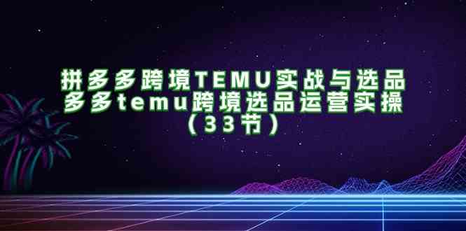 拼多多跨境TEMU实战与选品，多多temu跨境选品运营实操（33节）-万三聊项目