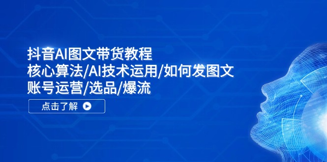 抖音AI图文带货教程：核心算法/AI技术运用/如何发图文/账号运营/选品/爆流-万三聊项目