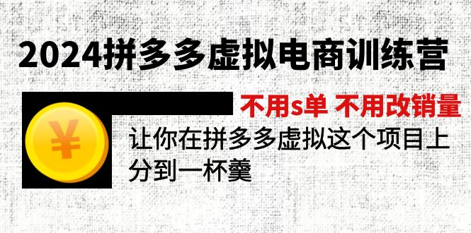 （12024期）2024拼多多虚拟电商训练营 不s单 不改销量  做虚拟项目分一杯羹(更新10节)-万三聊项目