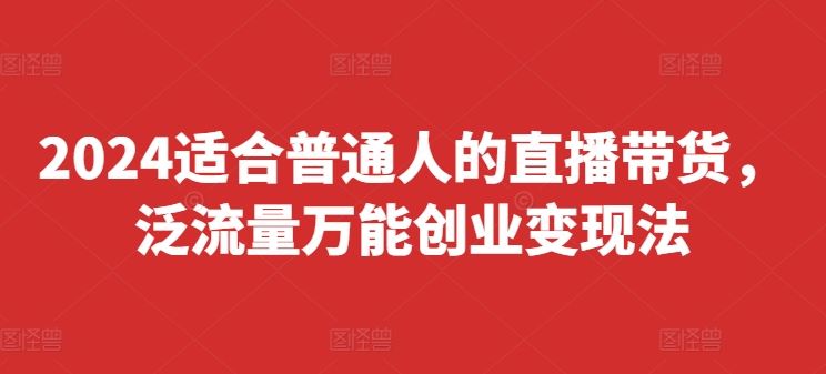 2024适合普通人的直播带货，泛流量万能创业变现法，上手快、落地快、起号快、变现快(更新8月)-万三聊项目