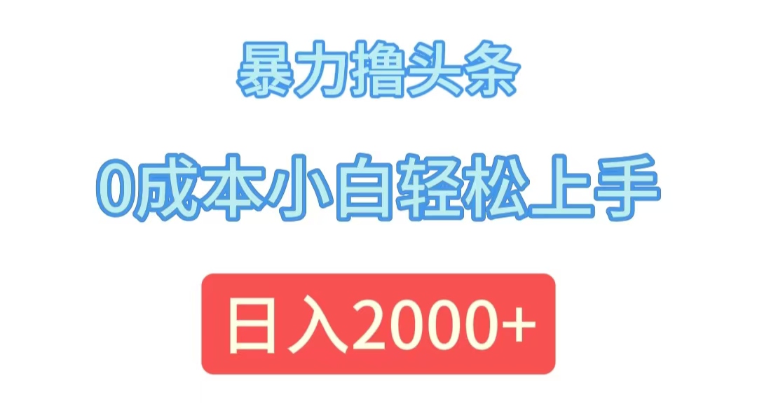 （12068期）暴力撸头条，0成本小白轻松上手，日入2000+-万三聊项目