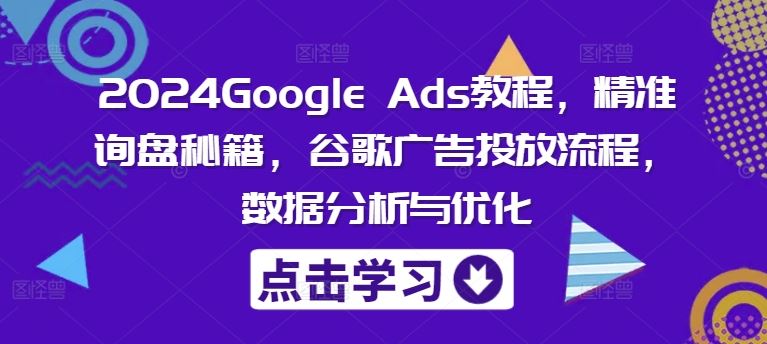 2024Google Ads教程，精准询盘秘籍，谷歌广告投放流程，数据分析与优化-万三聊项目