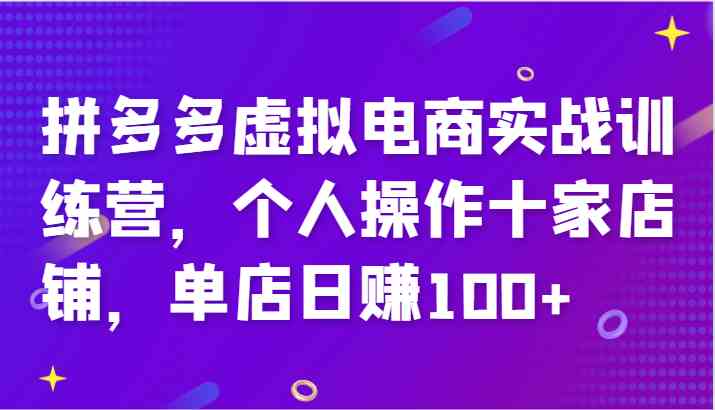 拼多多虚拟电商实战训练营，个人操作十家店铺，单店日赚100+-万三聊项目