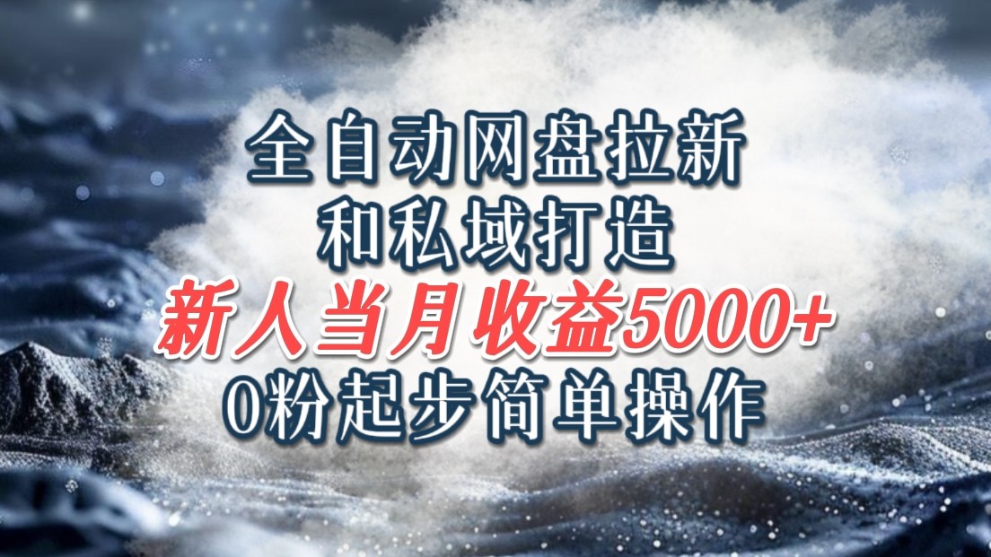 全自动网盘拉新和私域打造，0粉起步简单操作，新人入门当月收益5000以上-万三聊项目