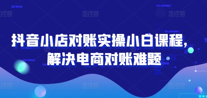 抖音小店对账实操小白课程，解决电商对账难题-万三聊项目