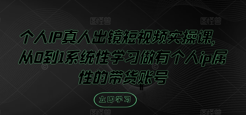 个人IP真人出镜短视频实操课，从0到1系统性学习做有个人ip属性的带货账号-万三聊项目