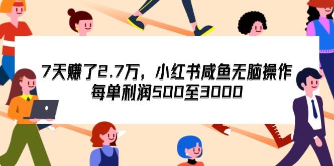 （12192期）7天收了2.7万，小红书咸鱼无脑操作，每单利润500至3000-万三聊项目