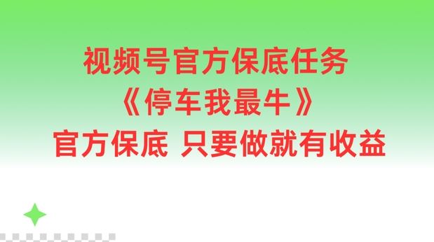 视频号官方保底任务，停车我最牛，官方保底只要做就有收益【揭秘】-万三聊项目