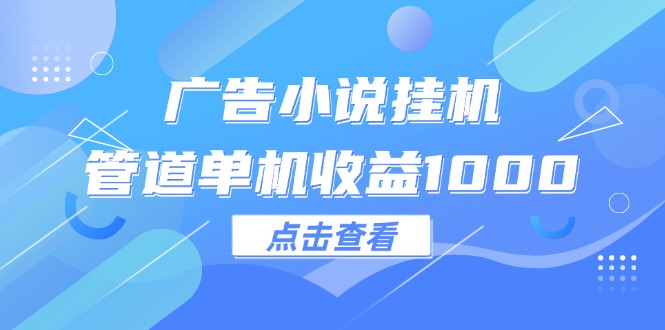 （12198期）广告小说挂机管道单机收益1000+-万三聊项目