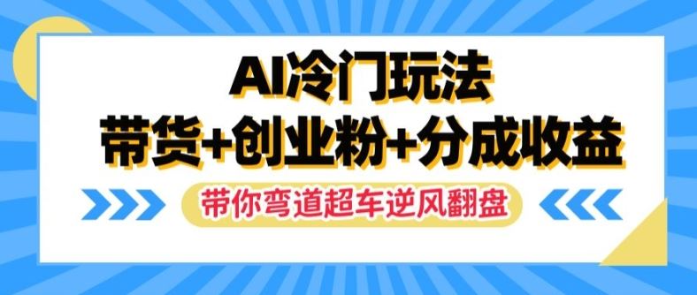AI冷门玩法，带货+创业粉+分成收益，带你弯道超车，实现逆风翻盘【揭秘】-万三聊项目