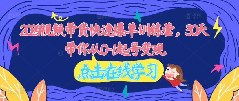 2024视频带货快速爆单训练营，30天带你从0-1起号变现-万三聊项目