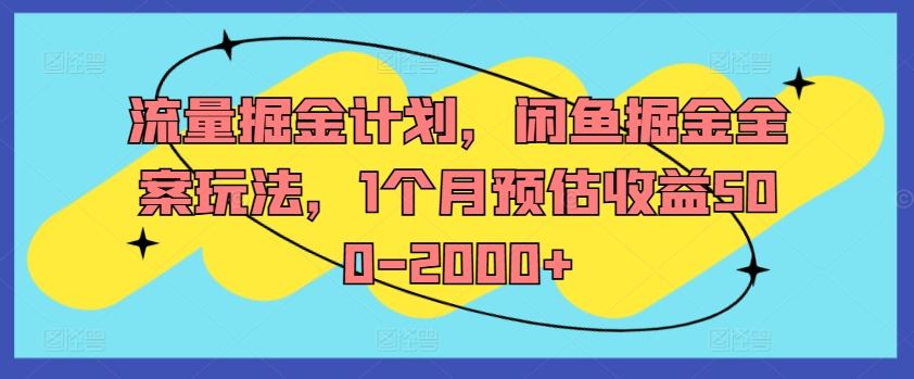 流量掘金计划，闲鱼掘金全案玩法，1个月预估收益500-2000+-万三聊项目
