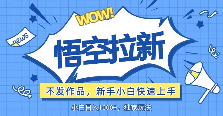 （12243期）悟空拉新最新玩法，无需作品暴力出单，小白快速上手-万三聊项目