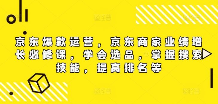 京东爆款运营，京东商家业绩增长必修课，学会选品，掌握搜索技能，提高排名等-万三聊项目