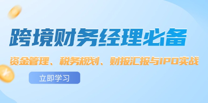 （12323期）跨境 财务经理必备：资金管理、税务规划、财报汇报与IPO实战-万三聊项目