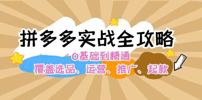 拼多多实战全攻略：0基础到精通，覆盖选品、运营、推广、起款-万三聊项目