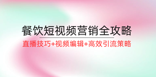 （12335期）餐饮短视频营销全攻略：直播技巧+视频编辑+高效引流策略-万三聊项目